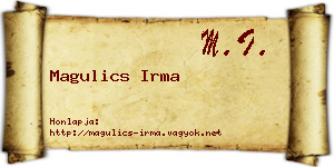 Magulics Irma névjegykártya